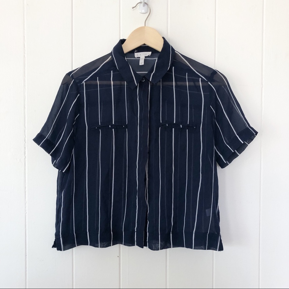 Leith Sheer Cropped Short Sleeve Collared Shirt